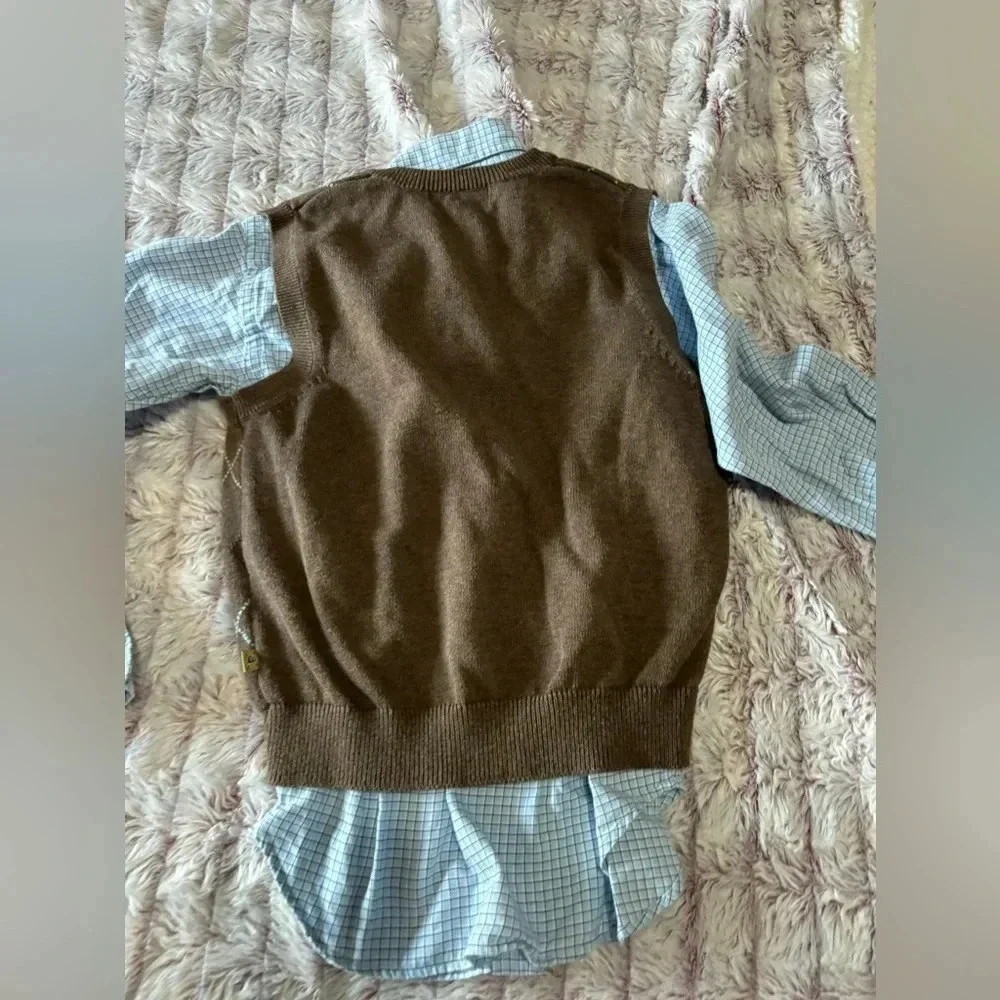 Ralph Lauren Boys Button Up Shirt  Size: 7 with E-land vest 6X/7